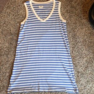 Striped Periwinkle and White Sleeveless Summer Dress